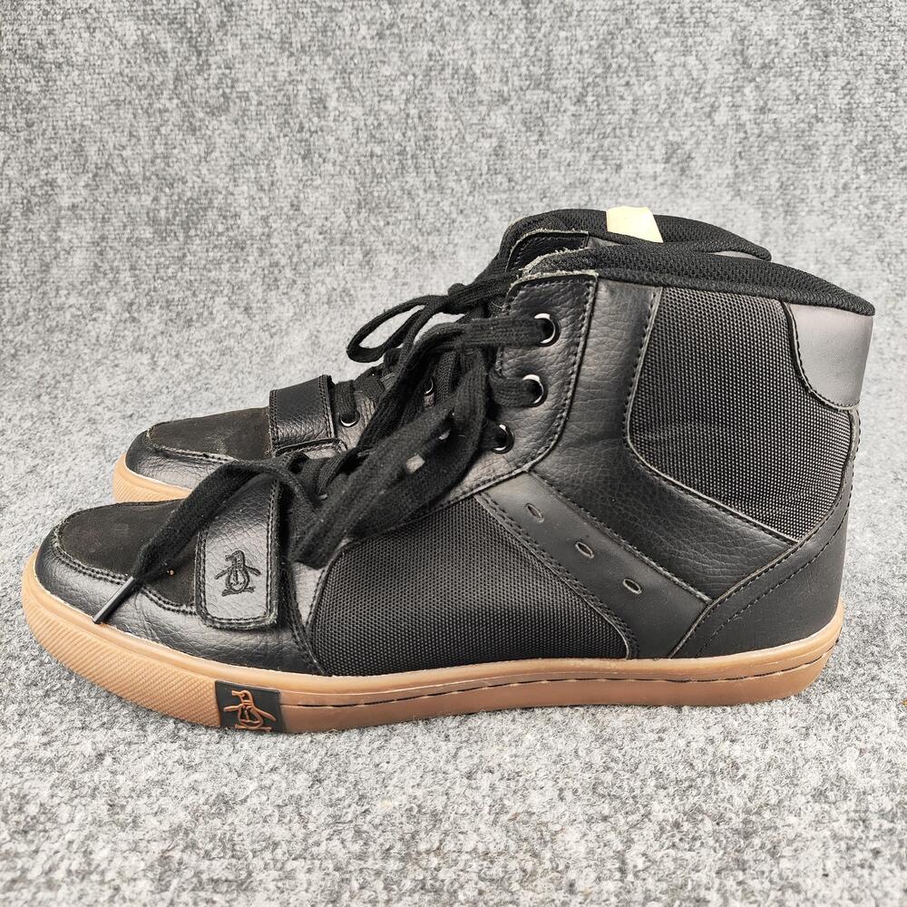 Original Penguin Cirrus Hi Shoes Mens Size 10 Black Leather High Top Sneakers